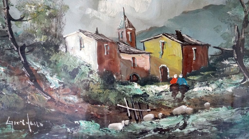 Tableau datant de 1920-40 - Signé - Paysage Hivernal, Encadré, Peinture à l'huile, Paysage, Enlèvement