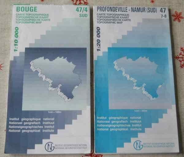 Cartes IGN Profondeville - Namur (sud) + IGN Bouge, Ophalen, Gelezen, Benelux, Fiets- of Wandelgids
