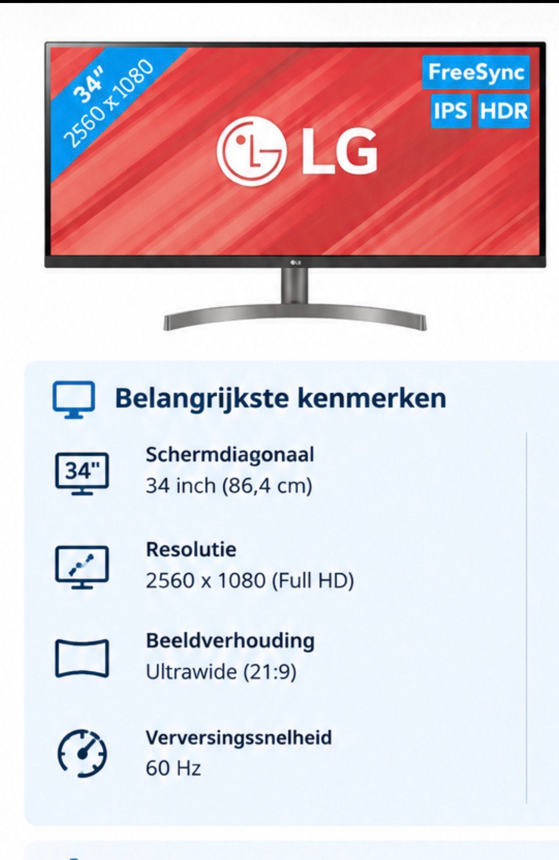 Beeldscherm monitor, Computers en Software, Ophalen, Gebruikt, IPS, Ultrawide