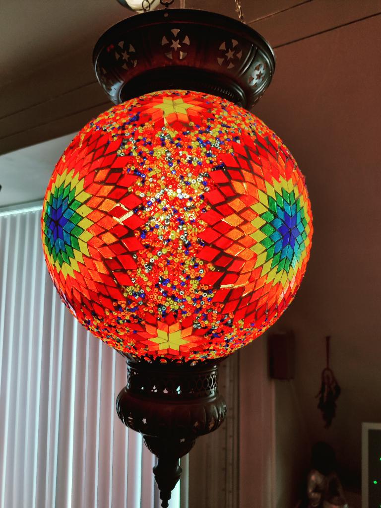 Lampe suspendue en mosaïque turque, Enlèvement ou Envoi, Comme neuf, Verre, Turks, Mozaïek, brons, hanglamp