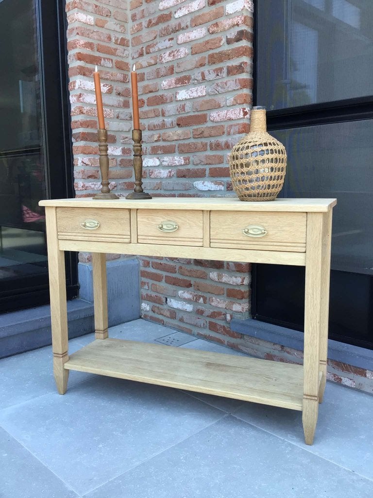 massieve eiken sidetable (nieuwstaat), Ophalen, Landelijk/tijdloos, 50 tot 100 cm, Eikenhout