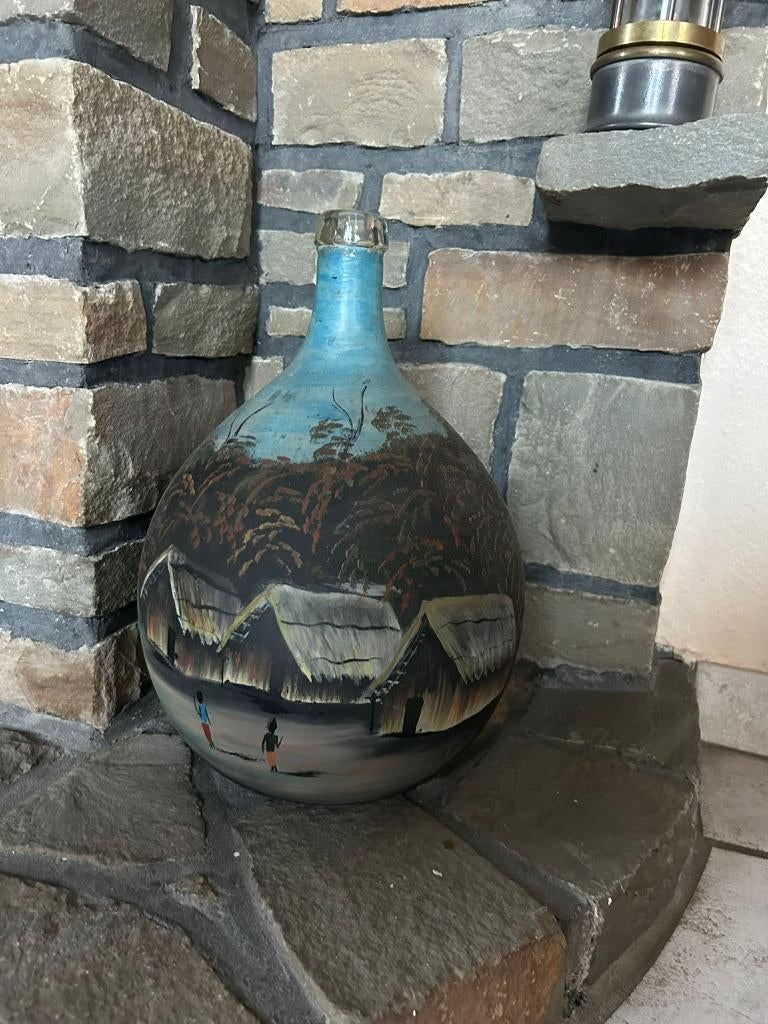 mooie beschilderde bolle fles/vaas, Ophalen