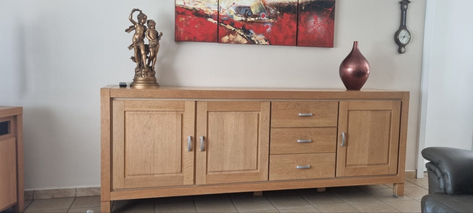 Eiken meubel, Ophalen, Met lade(s), Zo goed als nieuw, 200 cm of meer