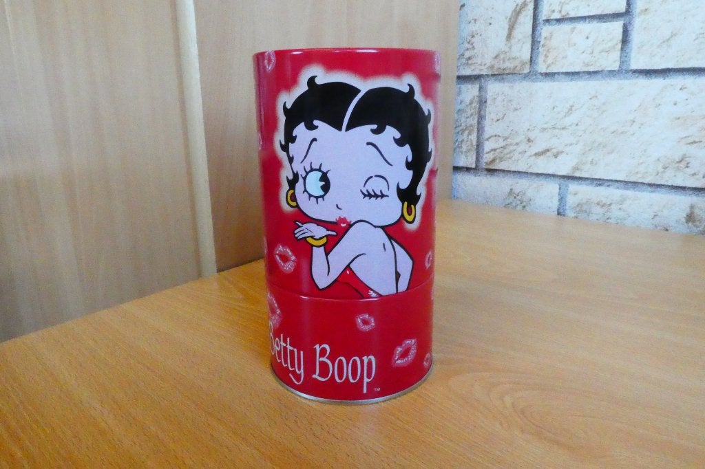 Betty Boop pennenhouder met dubbele doos, gesigneerd 2001, Ophalen of Verzenden, Nieuw, Mens