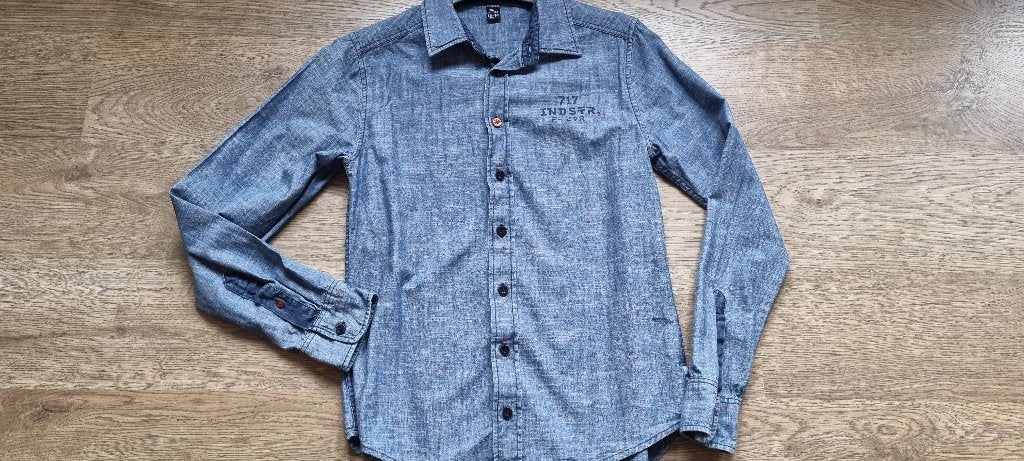 jeanshemd 717 maat 158 - 164, Kinderen en Baby's, Kinderkleding | Maat 158, Overhemd of Blouse, Sevenoneseven, Ophalen of Verzenden