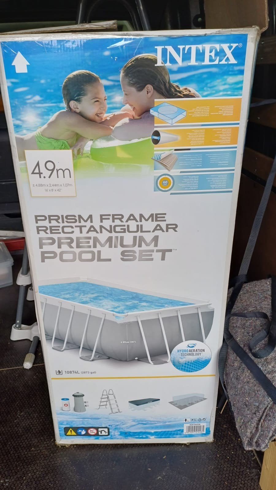 zwembad 4,88 x 2,44 x 1,07, Tuin en Terras, Ophalen, 200 tot 300 cm, 80 tot 120 cm, Zo goed als nieuw