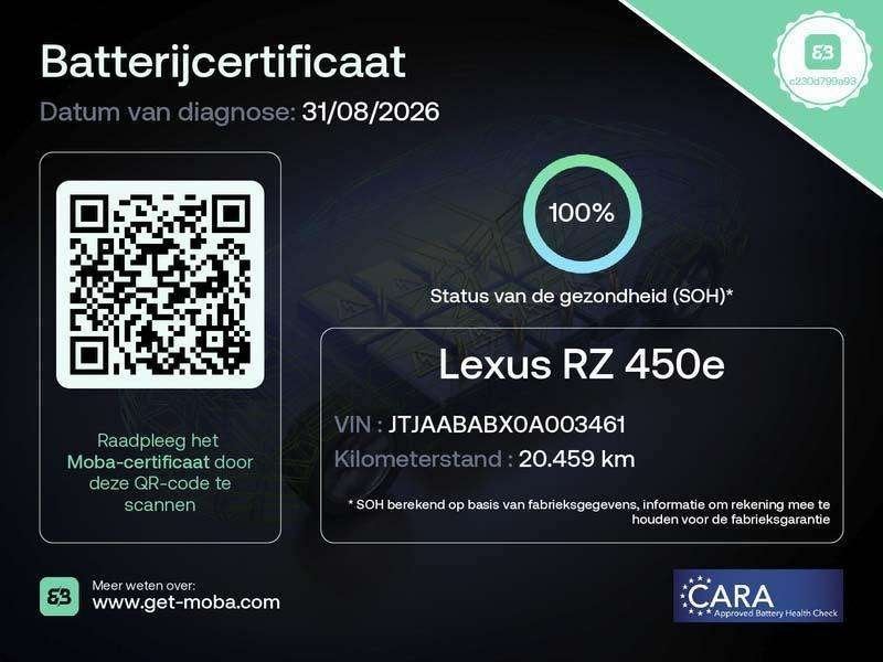 Lexus RZ 100% SoH | 450e Executive L | pano roof, Auto's, Automaat, 313 pk, Zwart, Elektrisch