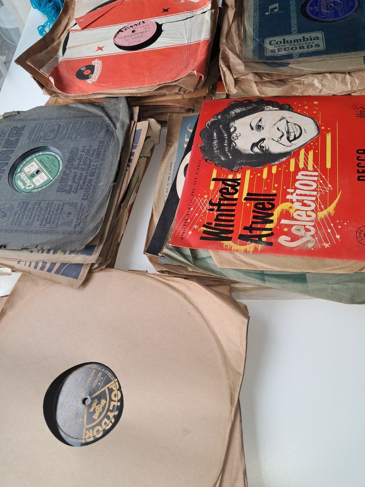 Lot d'environ 90 disques 78 tours anciens + pochettes vintag, Cd's en Dvd's, Vinyl | Dance en House, Ophalen, Gebruikt