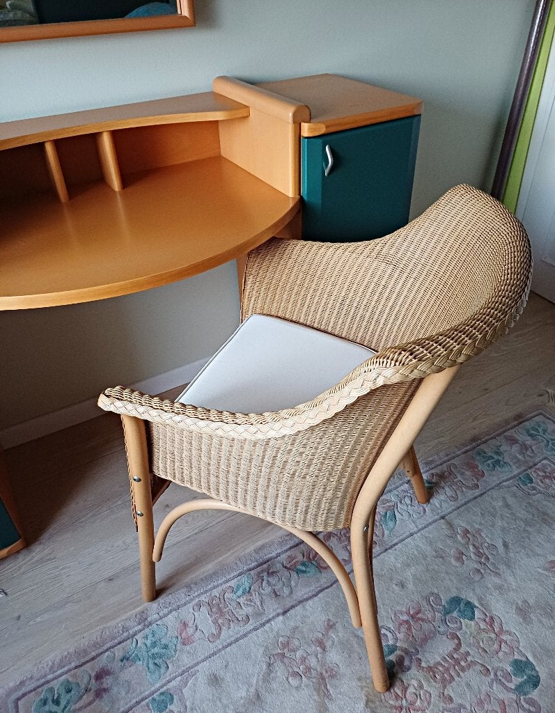 Originele, elegante Lloyd loom of spalding stoel met kussen, Huis en Inrichting, Ophalen, Zo goed als nieuw, Eén