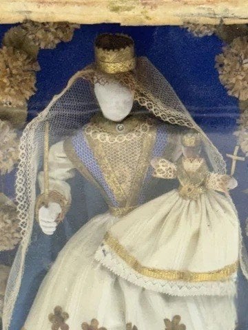 Antieke kijkdoos met Maria en kind., Antiek en Kunst, Antiek | Religieuze voorwerpen, Ophalen of Verzenden