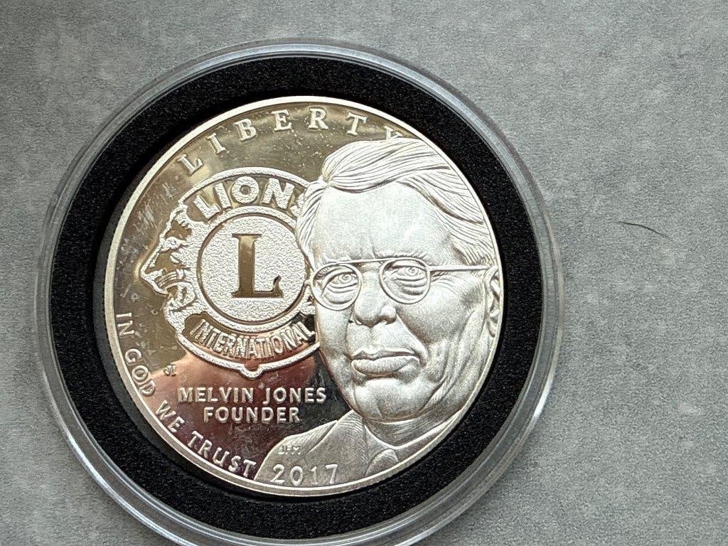 Dollar Lions club zilver, Verzenden, Zilver