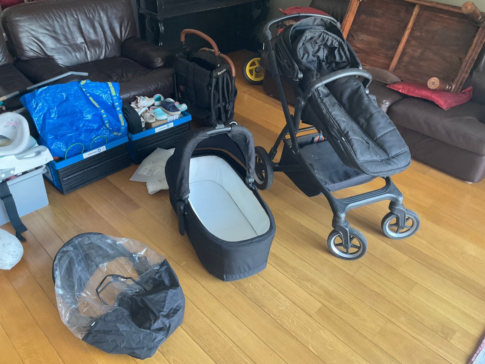 Thule Kinderwagen Sleek2 + Draagmand Black, Kinderen en Baby's, Kinderwagens en Combinaties, Gebruikt, Kinderwagen, Overige merken