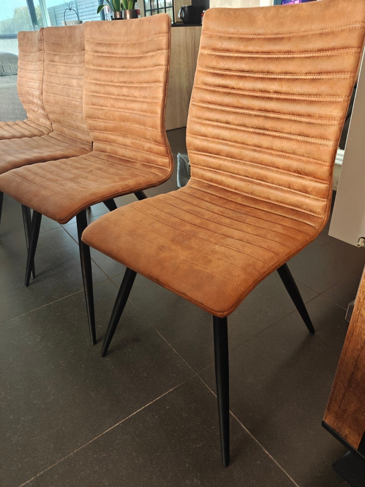 4 eetkamer- keukenstoelen, Ophalen, Gebruikt, Bruin, Vier