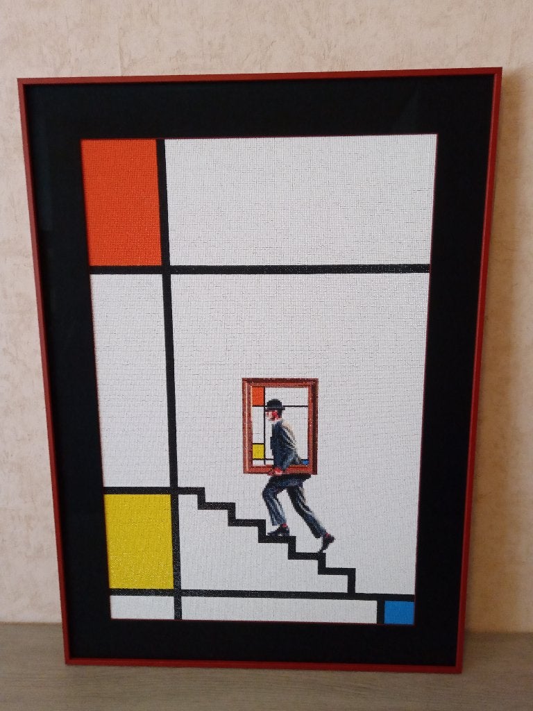 Magritte in the Mondrian World (diamond painting), Ophalen