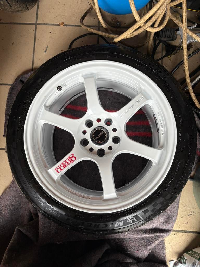 Rays 57DR 17x9 ET12+ velgen + Michelin Pilot Sport Cup 2, Auto-onderdelen, Banden en Velgen, Gebruikt, Banden en Velgen, 17 inch