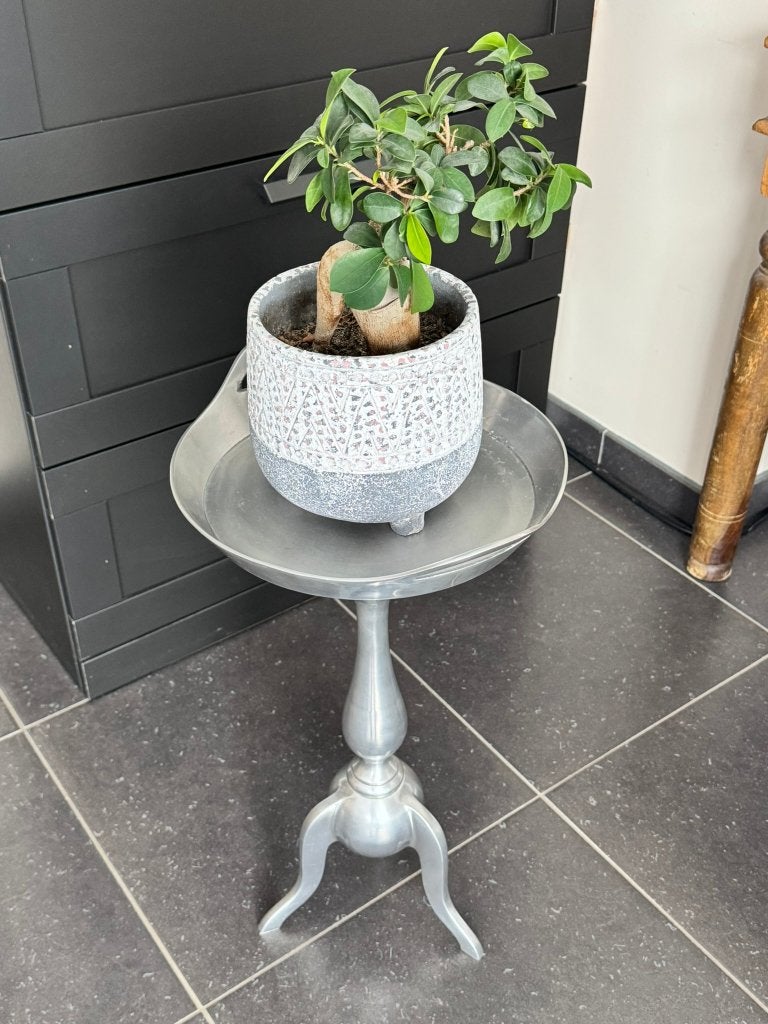 Vintage aluminium plantenstandaard / bijzettafel, 45 tot 60 cm, Minder dan 55 cm, Gebruikt, Metaal of Aluminium