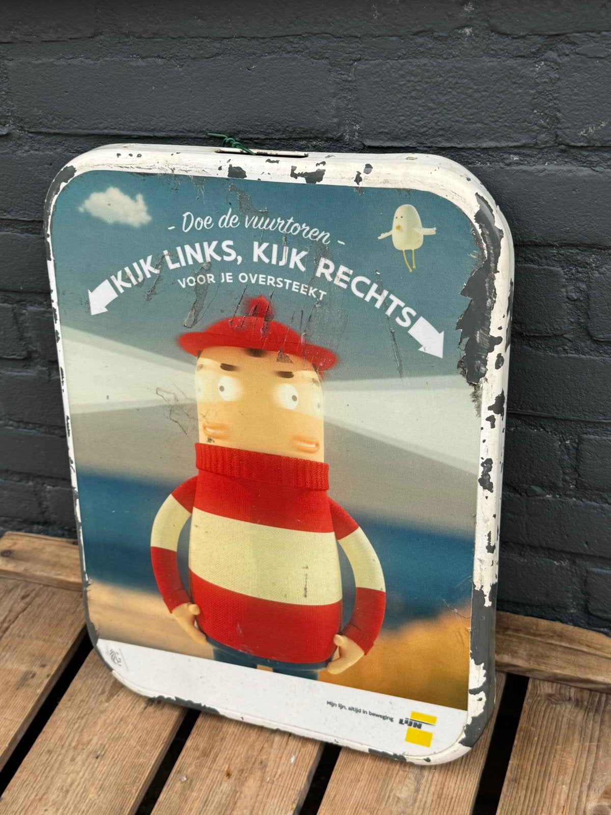 De vuurtoren oud reclamebord / bus, Ophalen of Verzenden, Gebruikt, Reclamebord