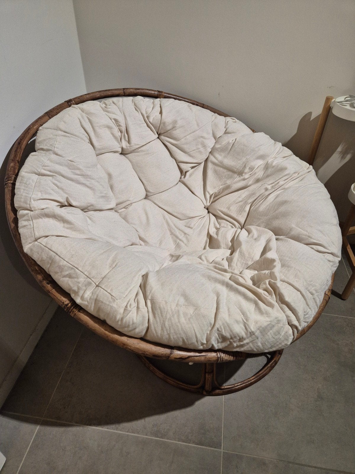 Papasan rotan stoel, Ophalen, Wit, Zo goed als nieuw, Riet of Rotan