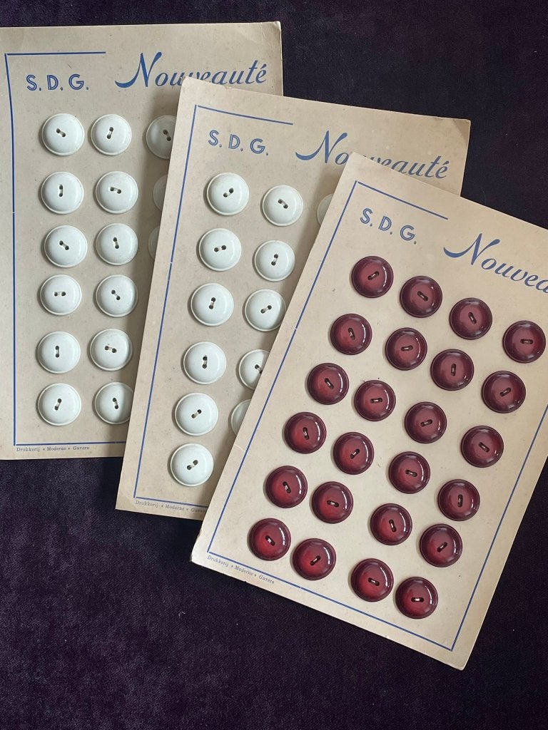 3Vintage knopenkaarten S.D.G Nouveauté (NOS winkelvoorraad), Ophalen of Verzenden