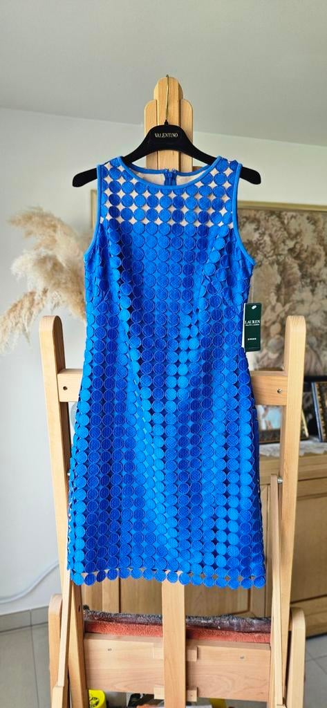 Robe de soirée en dentelle de Ralph Lauren, Ophalen, Blauw, Nieuw, Cocktailjurk