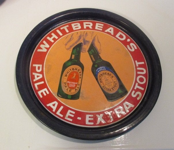 antiek vintage emaille dienblad bier Whitebread Extra Stout, Ophalen of Verzenden