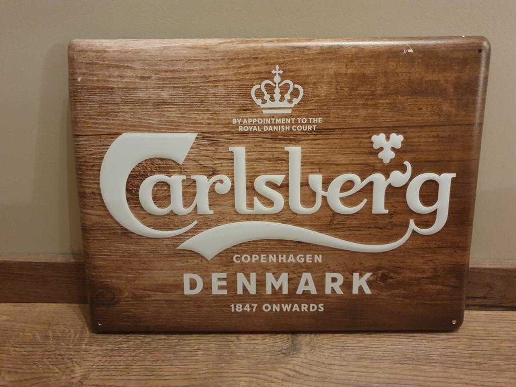 Metaal Reclamebord - Carlsberg -, Verzamelen, Biermerken, Ophalen of Verzenden, Gebruikt, Reclamebord, Plaat of Schild, Overige merken