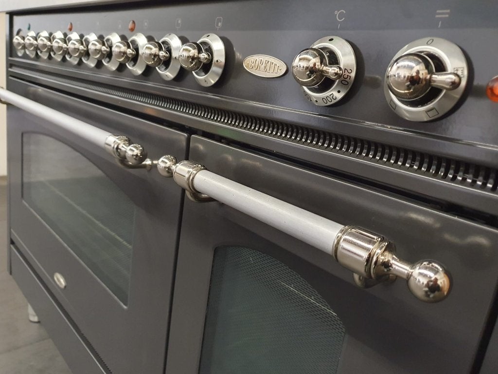 🔥Boretti Fornuis 120cm antraciet + rvs 7 pits frytop 2 oven, Ophalen, 60 cm of meer, Zo goed als nieuw, Energieklasse A of zuiniger