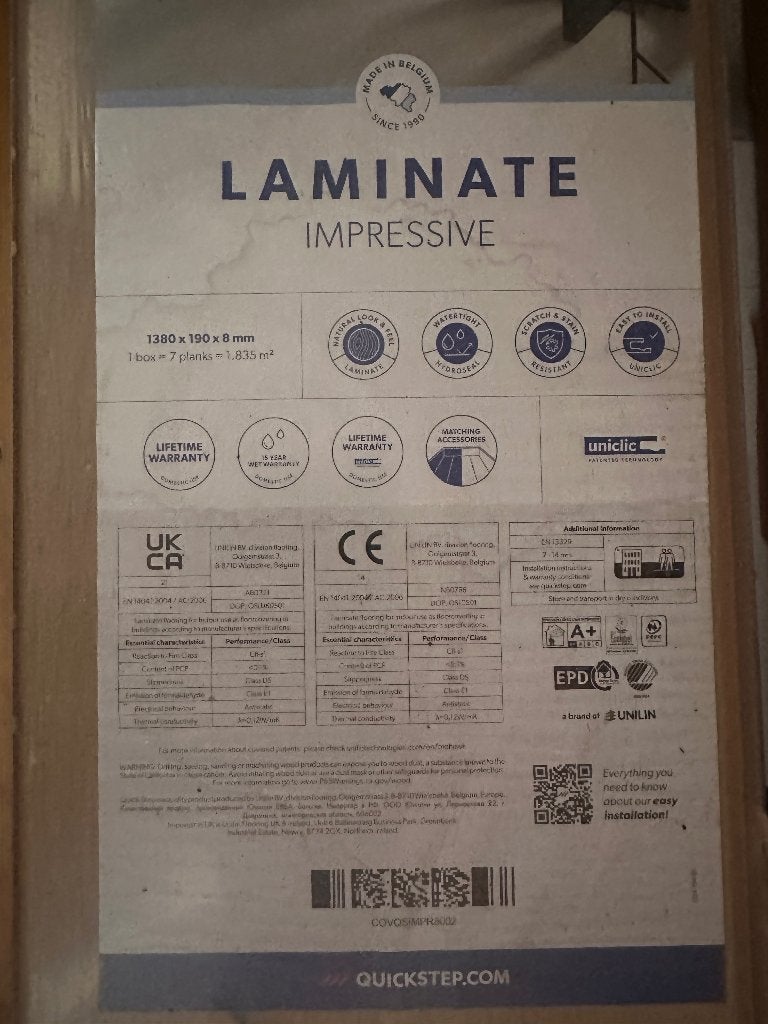 Laminaatvloer Quickstep, Enlèvement, Neuf, 10 m²² ou plus, Aggloméré