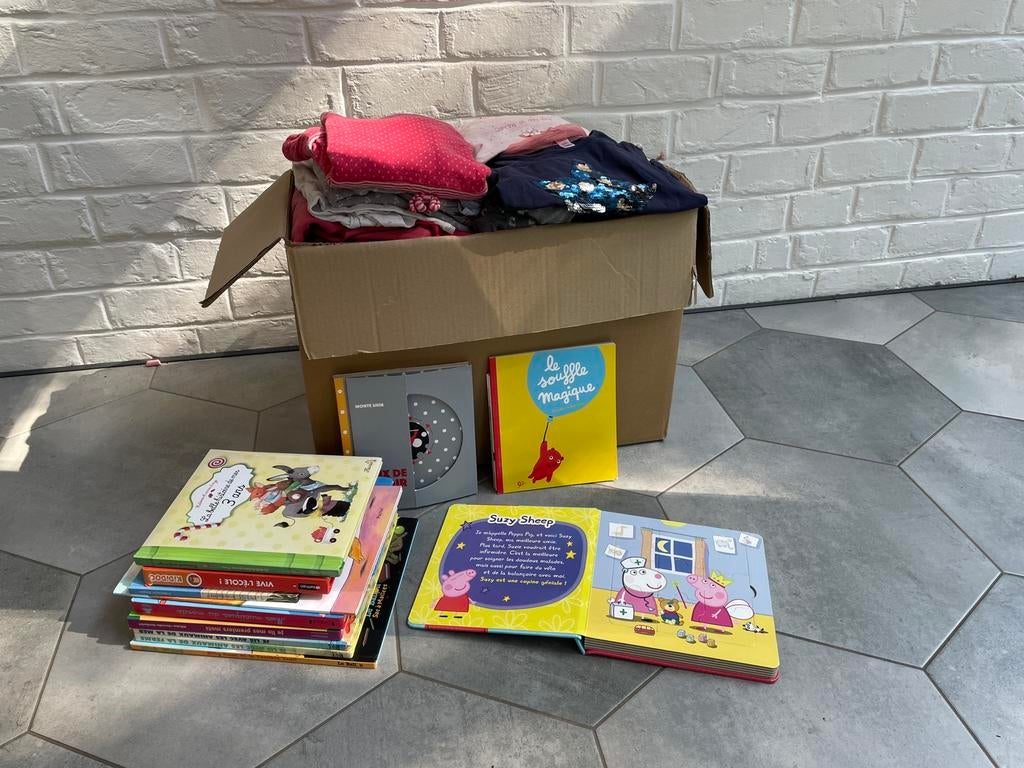 Lot vêtements fille 4 et 5 ans + livres, Kinderen en Baby's, Kinderkleding | Maat 104, Ophalen, Gebruikt, Meisje