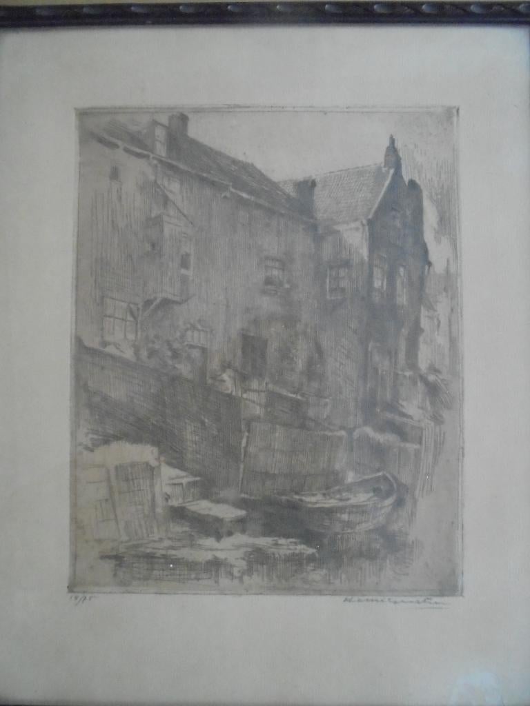 Henri Geertsen  1892 - 1969  Ets  Stadsgracht   Antwerpen, Verzenden