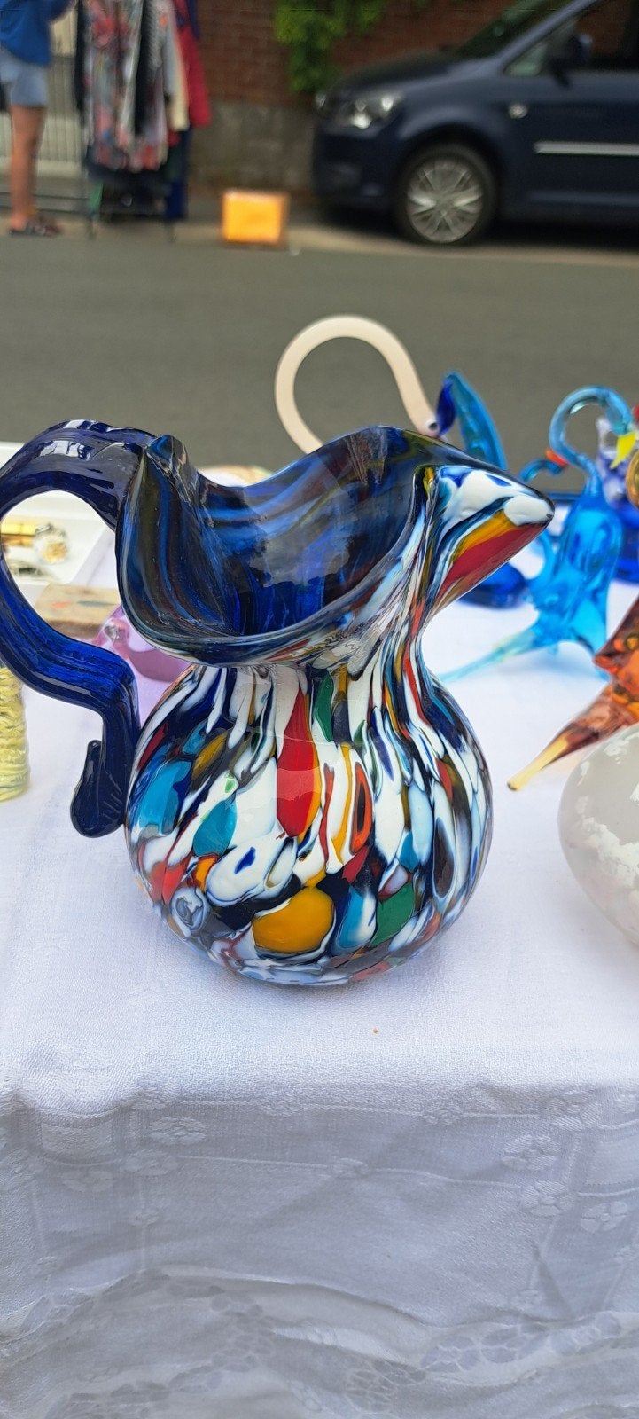 Vintage Murano vaas met 1 handvat, Antiek en Kunst, Ophalen of Verzenden, Vaas