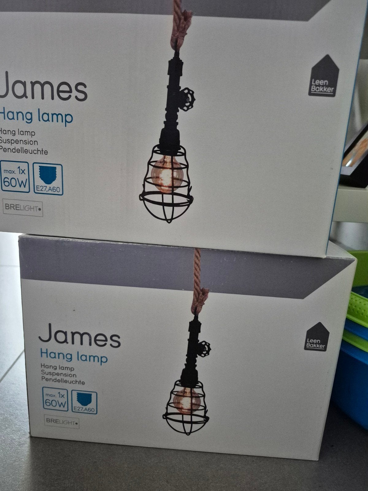 Hanglamp James, industrieel zwart met koord, Ophalen, Metaal