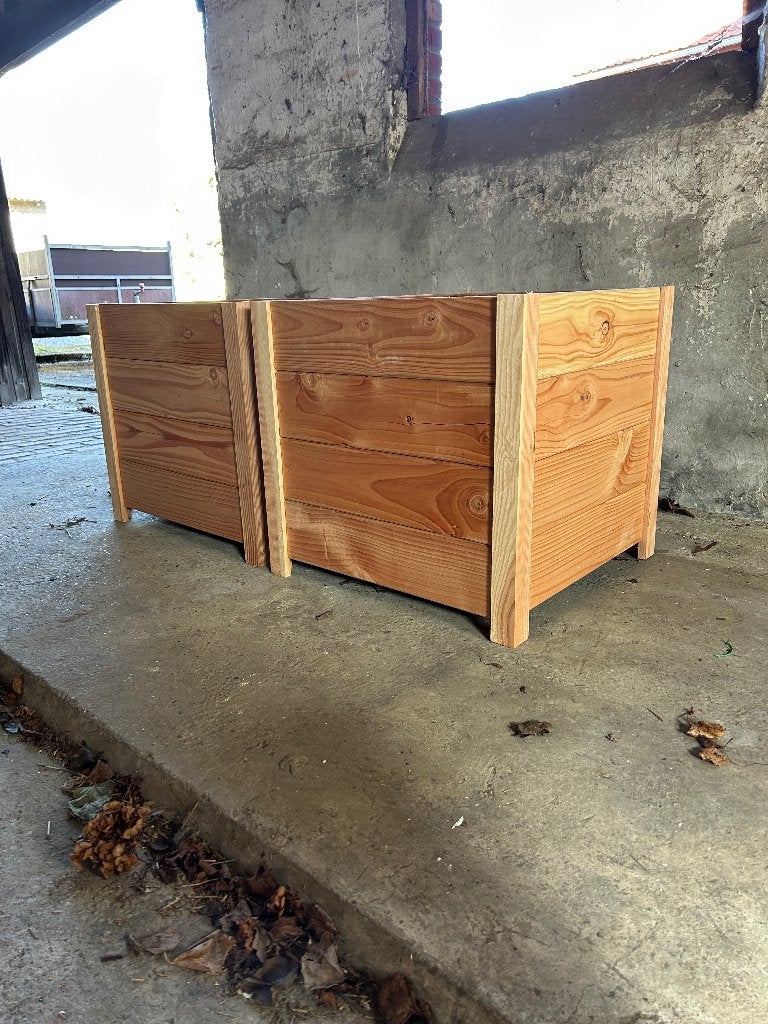 Bloembakken Douglas, Ophalen, Vierkant, 60 tot 100 cm, Hout