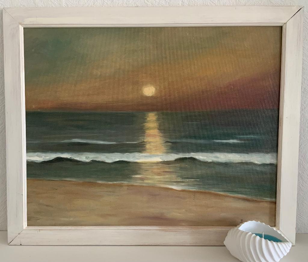 Schilderij Zonsondergang, Antiek en Kunst, Kunst | Schilderijen | Modern, Ophalen