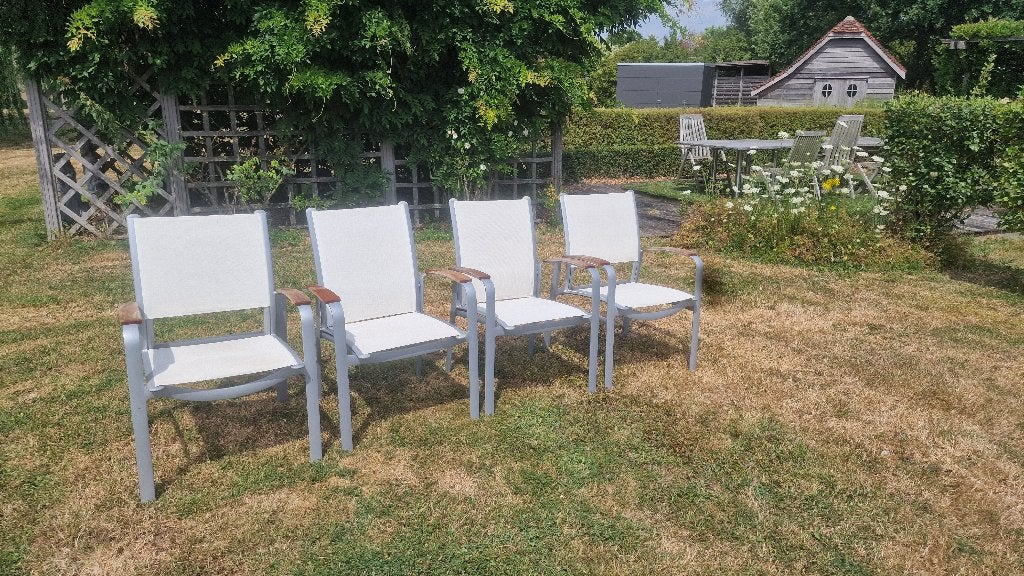 Chaises de jardin Gloster Design avec accoudoirs en teck, Enlèvement, Neuf, Aluminium