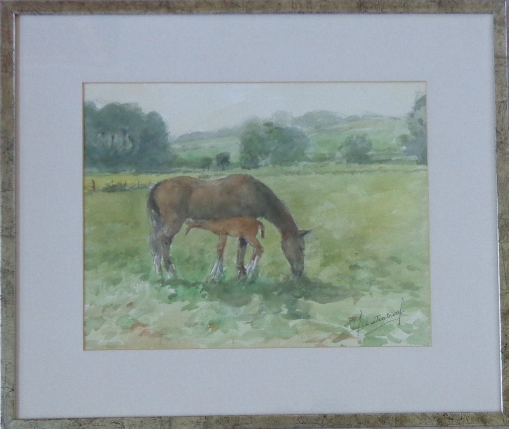 JEAN BATENBURG / MERRIE & VEULEN / ORIGINEEL / 58x68cm KADER, Ophalen of Verzenden, Aquarel, Papier, Origineel werk