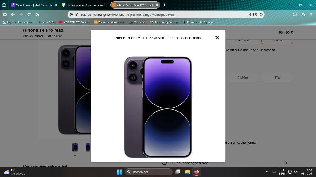 Iphone 14 pro max, Télécoms, 256 GB, 88 %, Comme neuf, Enlèvement