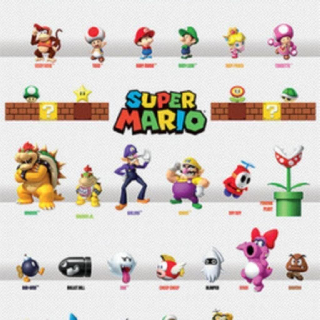 Super Mario Bros Karakters - Maxi Poster / Muurposter, Nieuw, Ophalen of Verzenden, Wanddecoratie, Ophangbaar