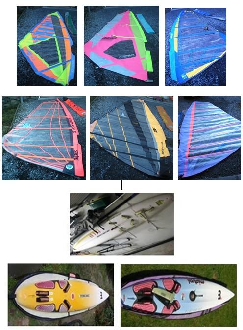 veel surfgerief, Watersport en Boten, Windsurfen, Gebruikt, Complete set, Mistral, Met vin(nen), Met draagtas, Deelbare mast, Inklapbaar zwaard