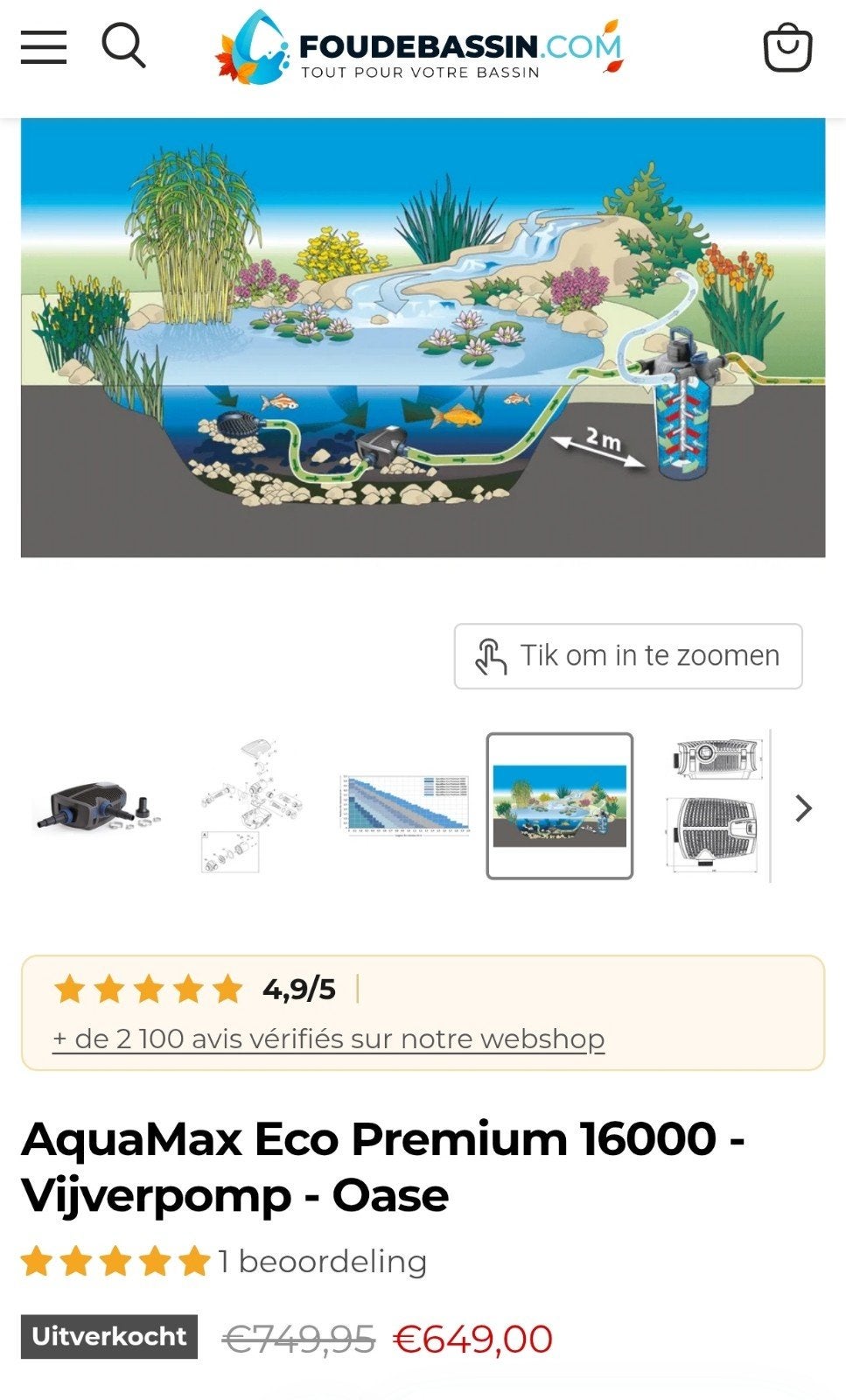 Vijverpomp Oase Aquamax ECO Premium 16000, Enlèvement ou Envoi, Comme neuf, Pompe de bassin