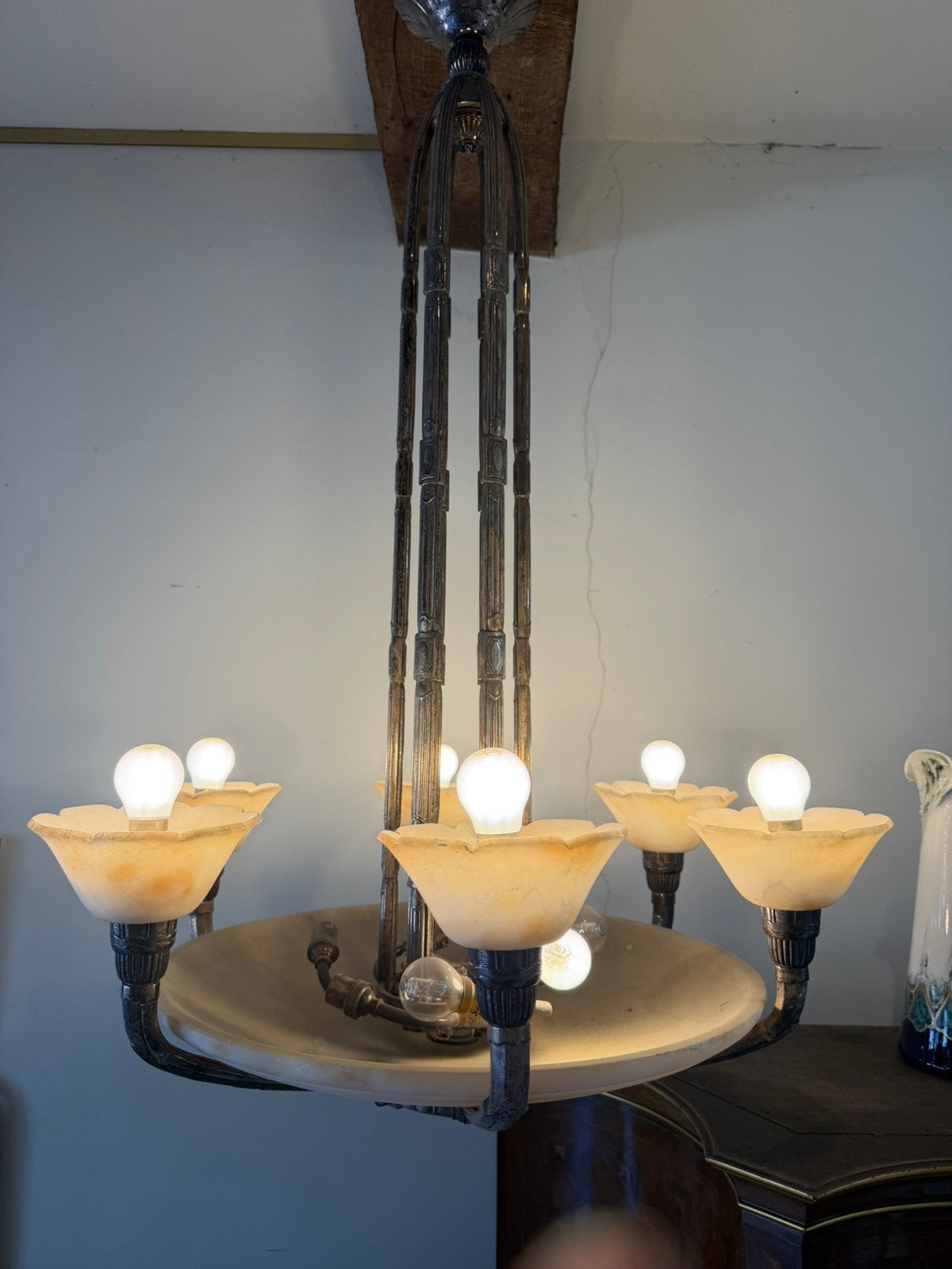 Art deco / nouveau luster, Antiek en Kunst, Antiek | Verlichting, Ophalen