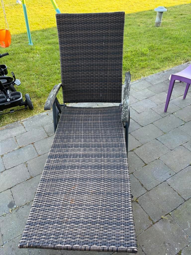 Fauteuil de jardin inclinable – effet résine tressée, Enlèvement, Comme neuf, Bois