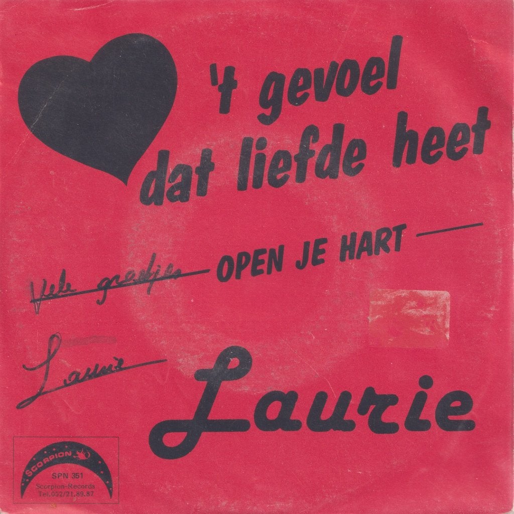 Laurie – Het gevoel dat liefde heet / Open je hart – Gesig, Gebruikt, Ophalen of Verzenden, Nederlandstalig, Gesigneerd