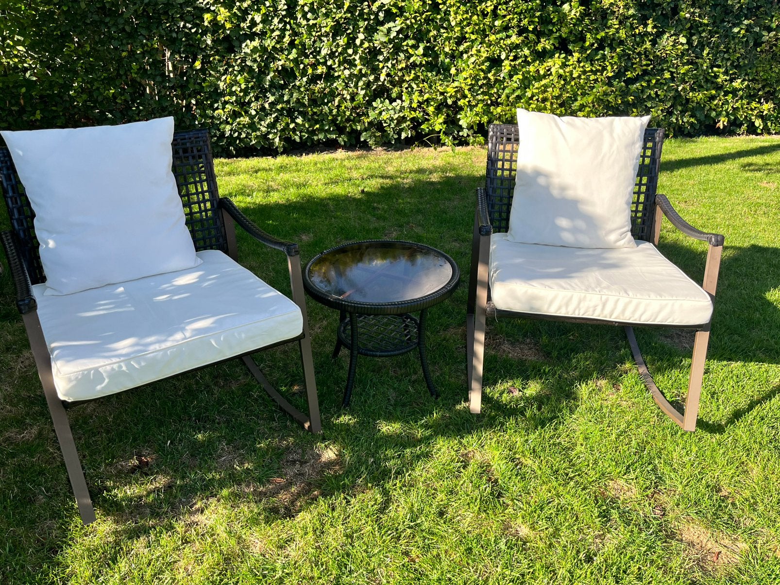 Outsunny Tuinset 7-delig, Tuin en Terras, Rotan, Bijzettafel, Zo goed als nieuw, Loungeset