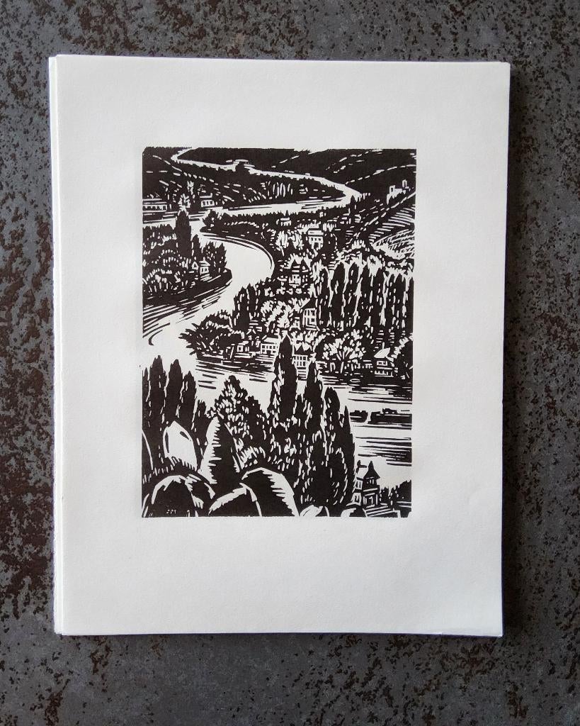 Houtsnede De Maas door Frans Masereel, Antiek en Kunst, 1950 - 1999, Ophalen of Verzenden, Gesigneerd, Landschap