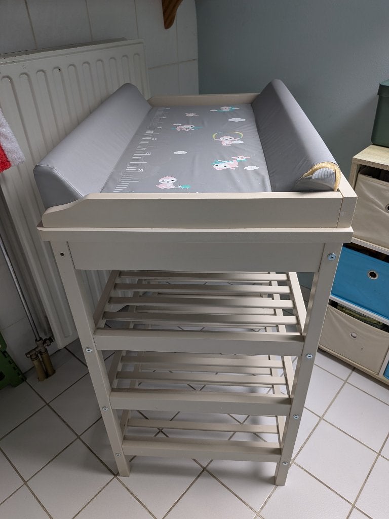 beige verschoontafel (en grijs verzorgingskussen), Ophalen, Gebruikt, Aankleedkussen, Overige merken