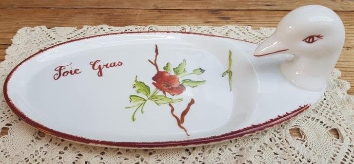 Frans handbeschilderd wit porseleinen foie fras schaaltje, Antiek en Kunst, Ophalen of Verzenden