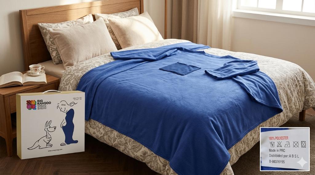 Snug Snug Kangoo Deken met Mouwen - Blauw - Nieuwstaat, Maison & Meubles, Accessoires pour la Maison | Plaids & Couvertures, Enlèvement