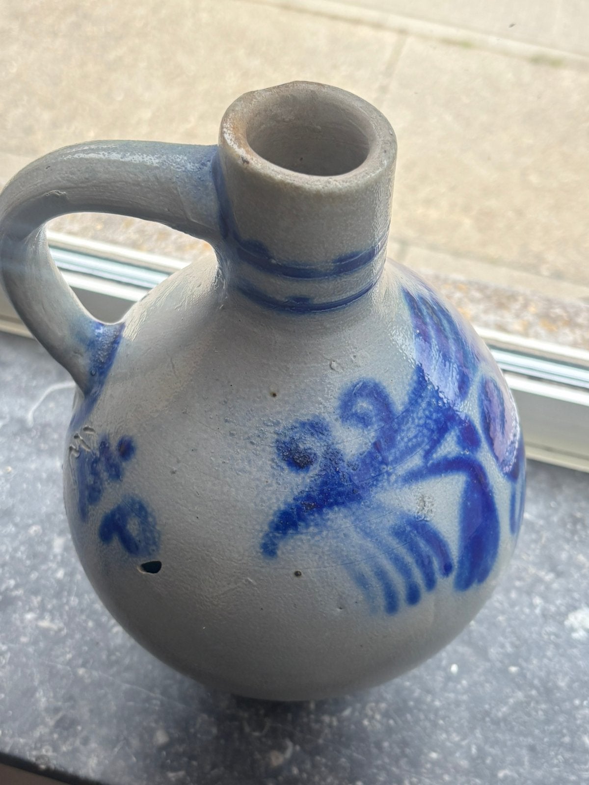 Kruik grijs met blauw, Antiek en Kunst, Ophalen