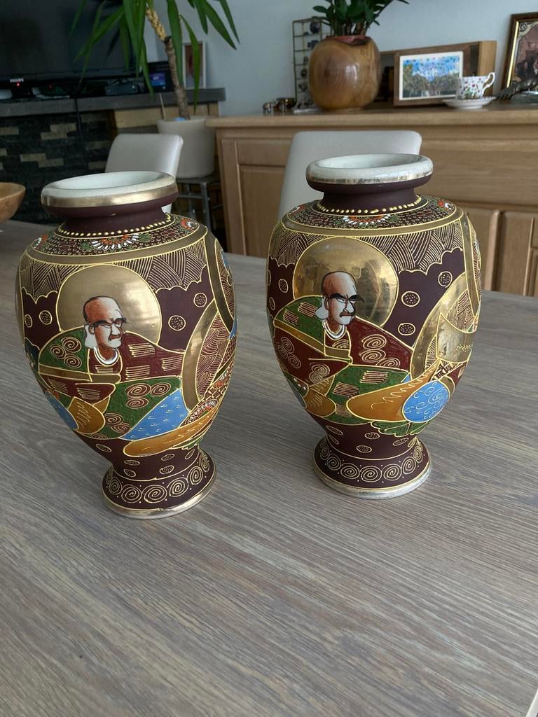 2 vases Satsuma anciens.35 x 25 cm. Prix pour les 2 ensemble, Enlèvement ou Envoi